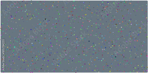 Abstract background with a random scattering of small, multicolored dots and specks on a muted bluegrey surface, creating a subtle speckled texture