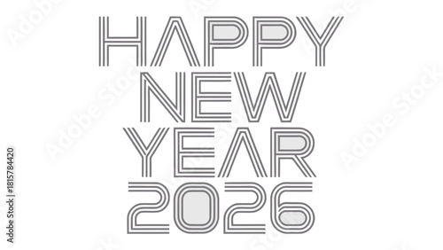 New Year 2026: Elegant text design, celebrating the start of a new calendar year with stylish typography and a focus on the numeral, suitable for festive media, greetings, and digital content.