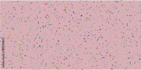 Vibrant pink background adorned with a multitude of small, colorful, scattered dots, creating a festive and playful speckled texture, perfect for design