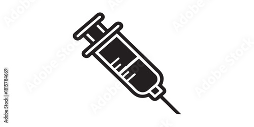 ofvs181 OutlineFilledVectorSign ofvs - syringe injection vector icon . medicine . health care . isolated transparent . black outline and filled version . AI 10 / EPS 10 . g11520
