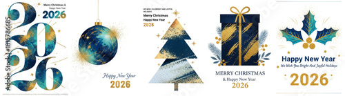 Festive Christmas and New Year Greeting Cards Collection: Holiday Vector Illustration Concepts for Background Designs, Party Invitations, Website Banners, Social Media Graphics and Seasonal Marketing 