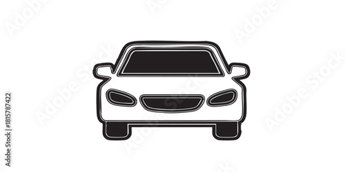ofvs43 OutlineFilledVectorSign ofvs - car vector icon . isolated transparent . car frontal view silhouette . black outline and filled version . AI 10 / EPS 10 . g11352