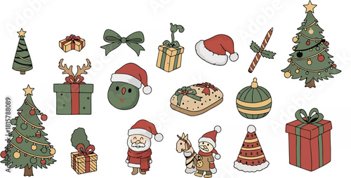 Festive Christmas Icons A Collection of Holiday Decorations and Symbols for Seasonal Design