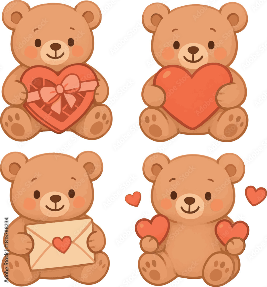 Fototapeta premium Teddy bears giving candy