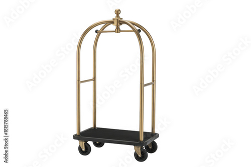 Gold Luggage Cart isolated on a transparent background