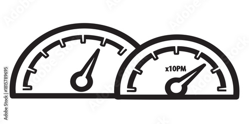 ofvs294 OutlineFilledVectorSign ofvs - speedometer tachometer vector icon . speed motion . tacho . fast car . isolated transparent . black outline and filled version . AI 10 / EPS 10 / PNG . g11634