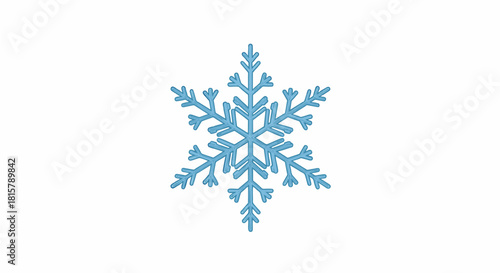 Beautifully detailed light blue snowflake illustration, a symbol of winter, cold weather, and Christmas, isolated on a white background