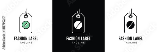 Vector logo of a modern fashion clothing tag with a circular emblem and slash, suitable for branding and retail concepts
