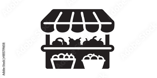 ofvs272 OutlineFilledVectorSign ofvs - store vector icon . farmer market sign . food stall symbol . shop . isolated transparent . black outline and filled version . AI 10 / EPS 10 / PNG . g11612