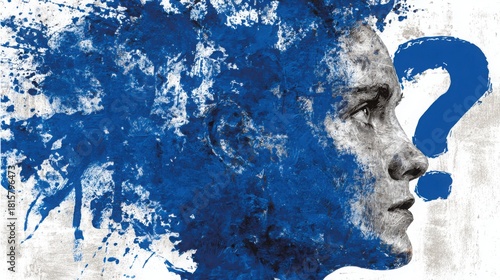 Person with a question mark symbolizing curiosity and engagement in an adaptive quiz suggestion concept for interactive learning