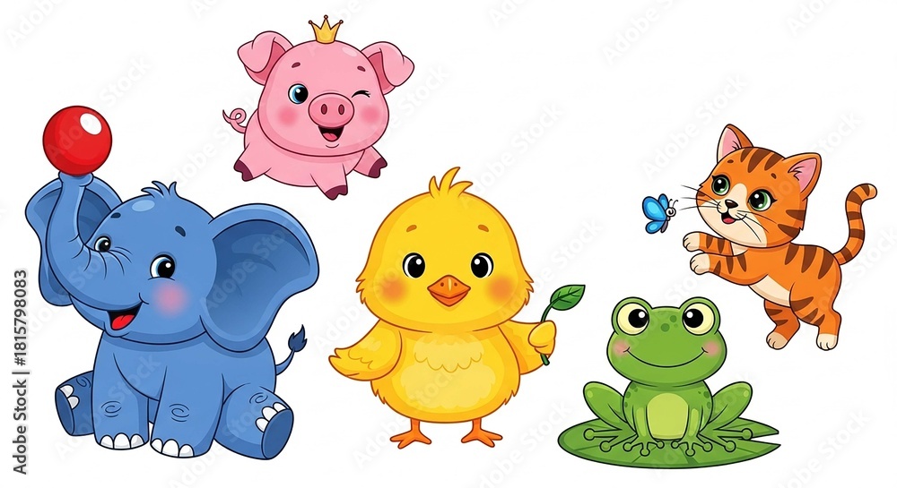 Obraz premium Cute cartoon baby animals for nursery decoration