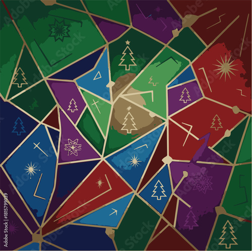 “Vibrant Christmas Wonderland Background | Unique Colorful Holiday Scene with Artistic Christmas Tree, Festive Sparkles, Magical Winter Backdrop for Greeting Cards, Posters & Digital Designs”