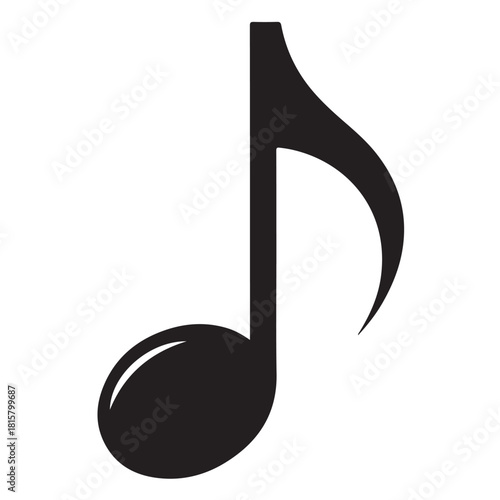 Eighth note isolated on white background, a symbol of music, melody, rhythm, and the universal language of sound