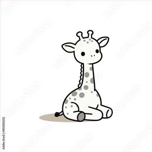 Adorable giraffe calf sitting peacefully, perfect for children's books and educational materials, radiating innocence and charm, a beloved African animal