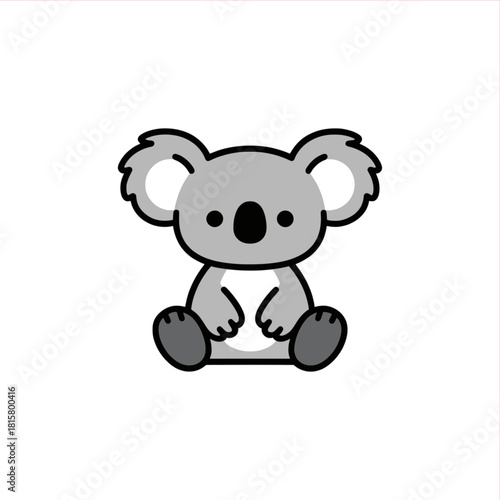 Adorable cartoon koala sitting and looking forward, perfect for children's books, educational materials, or cute animal-themed designs with its simple charm