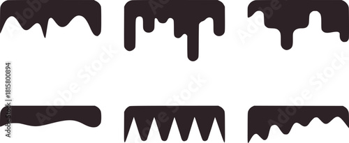 Set of six abstract black liquid shapes on white vector