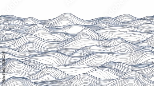 Abstract depiction of dense, layered undulating lines forming a stylized wave or mountainous terrain pattern.