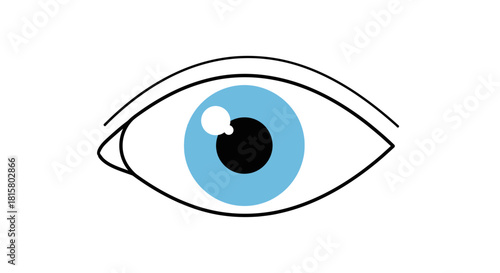 Stylized blue eye illustration with black pupil and white highlight.