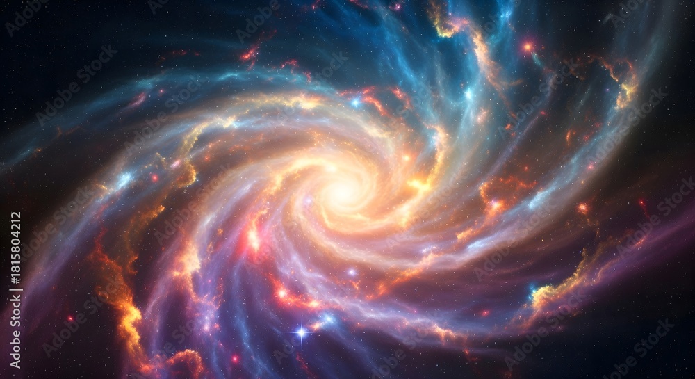 Obraz premium Vibrant Swirling Nebula and Galaxy Displaying Cosmic Beauty and Stellar Formation in Deep Space