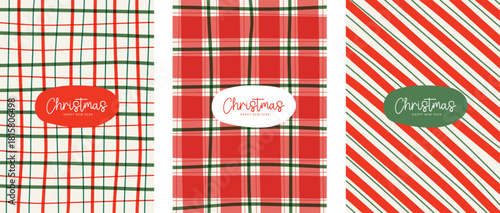 Christmas plaid background. plaid, checked pattern design for card. Set gingham fabric prints. tartan shirt cloth. Classic flannel textures. Geometric backdrop. vector illustration.
