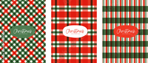 Christmas plaid background. plaid, checked pattern design for card. Set gingham fabric prints. tartan shirt cloth. Classic flannel textures. Geometric backdrop. vector illustration.