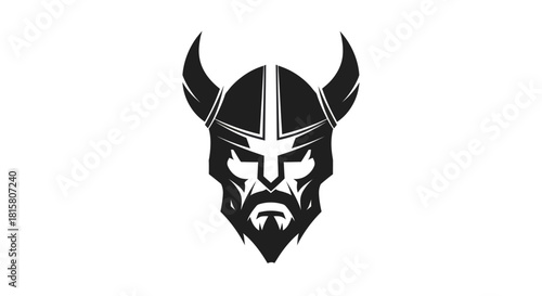 Viking warrior head silhouette illustration on white background