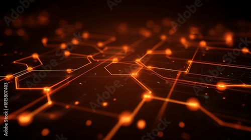 A futuristic, glowing circuit board with intricate connections and nodes.