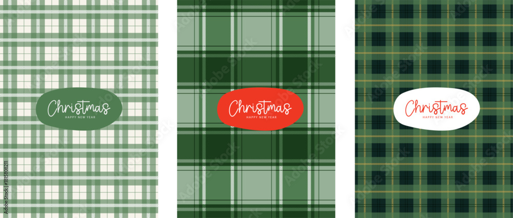 Fototapeta premium Christmas plaid background. plaid, checked pattern design for card. Set gingham fabric prints. tartan shirt cloth. Classic flannel textures. Geometric backdrop. vector illustration.