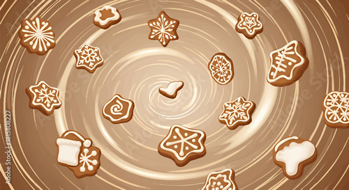 Delicious Holiday Cookies Against Swirling Chocolate Background