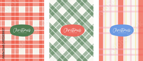 Christmas plaid background. plaid, checked pattern design for card. Set gingham fabric prints. tartan shirt cloth. Classic flannel textures. Geometric backdrop. vector illustration.
