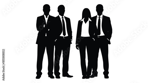 Business team silhouettes isolated on white background, Vector
