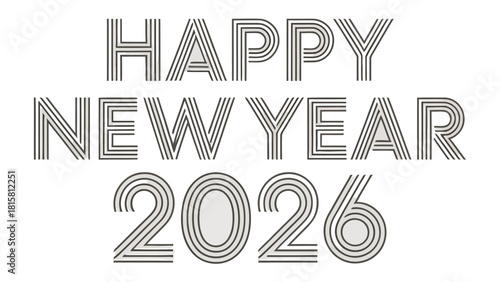 New Year's Greetings 2026: A stylish and contemporary graphic design featuring the message Happy New Year 2026 in a modern, clean font, ready for celebratory themes and events.