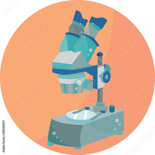 microscope icon of orange color chemistry biology concept. Vecor illustration.