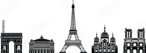 Paris, landmarks, silhouette, architecture, France, Eiffel, Notre-Dame, Sacré-Cœur, Arc, Opera, monument, cityscape, travel, tourism, heritage, skyline, famous, historic, cultural, iconic