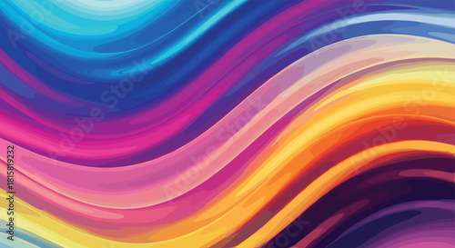 Abstract colorful fluid wave background, vibrant rainbow liquid paint texture, modern artistic flow design, cad drawing flat vector illustration.