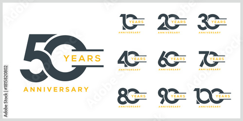 Collection of anniversary logo design template. Celebration day special vector symbol concept icon