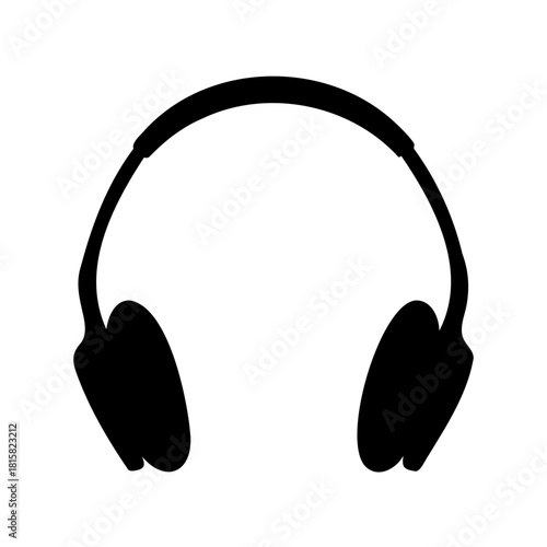 Black silhouette of over-ear headphones for audio enjoyment