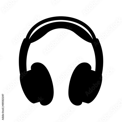 Black silhouette icon of over-ear headphones for music audio