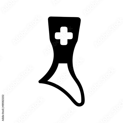 Nurse cap medical cross and stylized foot healthcare icon