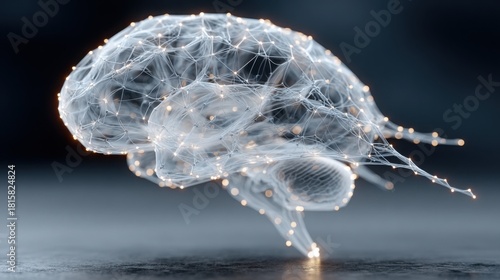 Artistic representation of a brain in a network integrity concept illustrating longevity and preservation