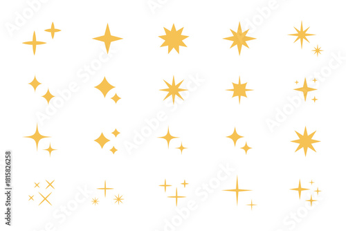 Yellow Glitter Sparkle Icon Set Glitter Icons　キラキラアイコンセット