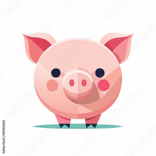 Adorable Pink Piggy Character Illustration for Children's Books and Designs