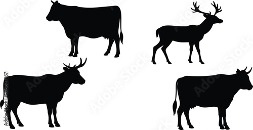 Solid black silhouette of animals