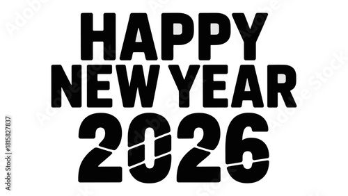 New Year 2026 Celebration: A modern and bold typographical design heralds the arrival of the year 2026, offering a clean and impactful greeting for the new year.
