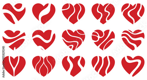 Heart Shape Pattern, broken hearts, love symbols, emotional red icon set, Love & Break Icons, heart collection, cracked hearts, romantic symbol pack