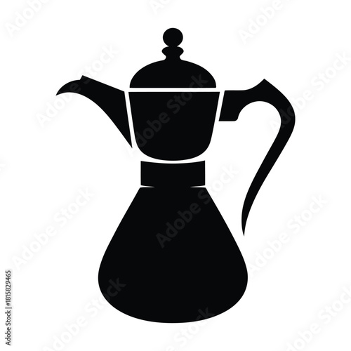 Silhouette of a moka pot isolated on, a classic italian stovetop espresso maker, perfect for brewing rich and aromatic coffee