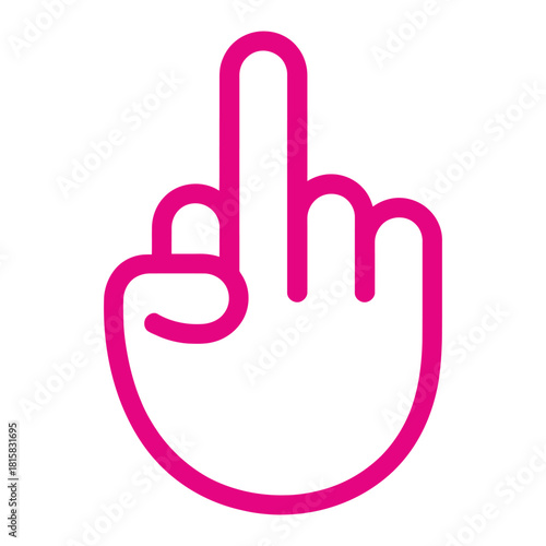 Pink middle finger icon isolated on, a bold and expressive symbol for conveying defiance and attitude in digital designs and creative projects