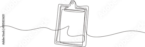 Minimalist continuous line drawing of a clipboard single