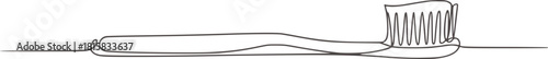 Minimalist line drawing of a toothbrush hygiene