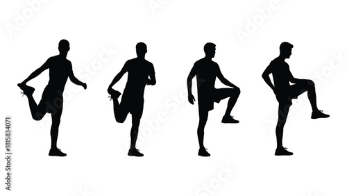 Male stretching silhouettes for fitness isolated on white background, Vector